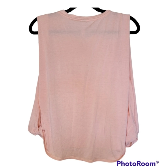 Athleta Pink Tank Top Open Twist Sides Pullover High Low Cropped Size L - Picture 2 of 6